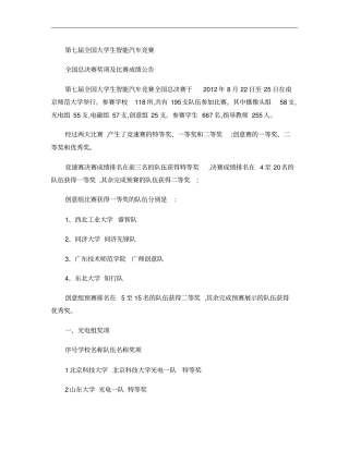 第七届智能车大赛全国总决赛成绩公告概要