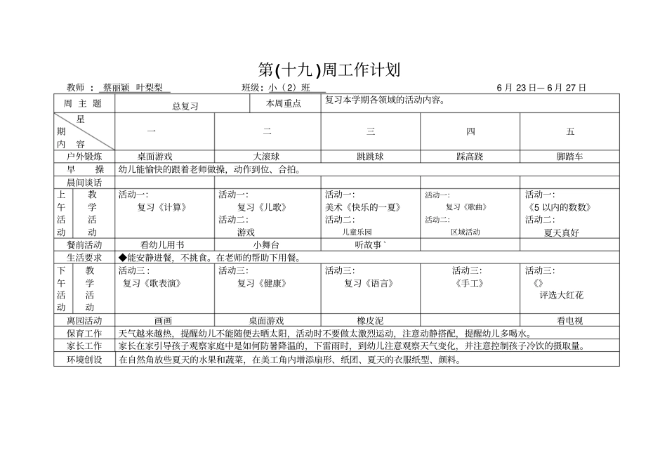 第十九周工作计划_第1页
