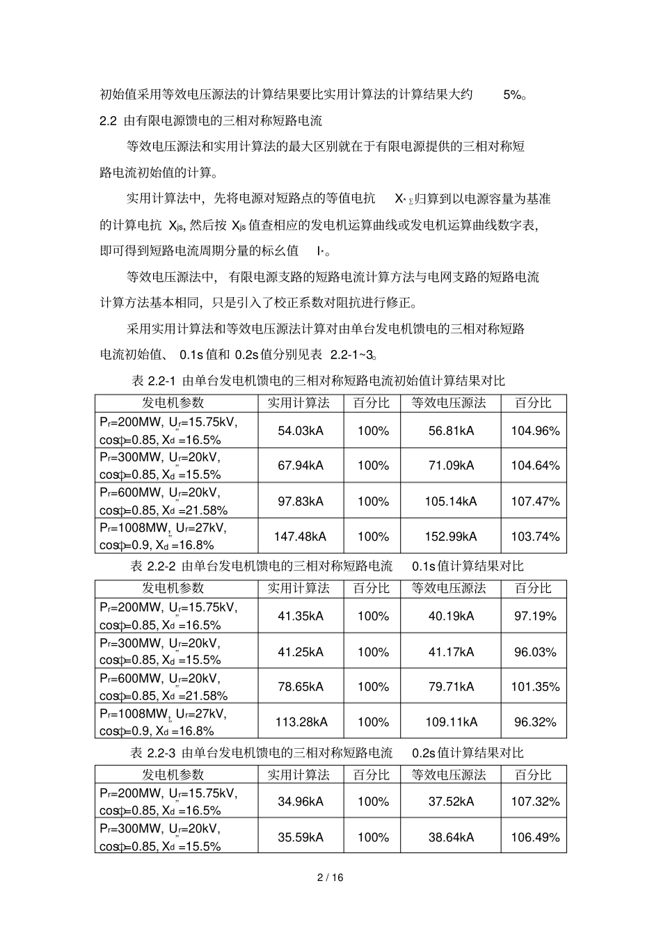 等效电压源法和实用计算法计算结果对比研究分析_第2页