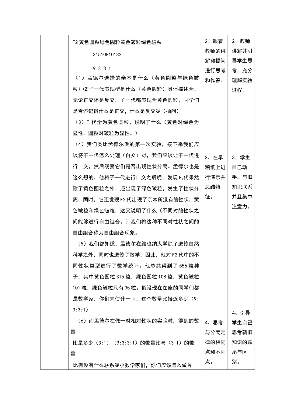 孟德尔的豌豆杂交实验(二)教案_第3页