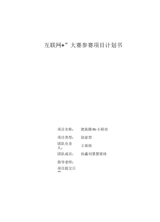 (完整版)互联网+项目计划书