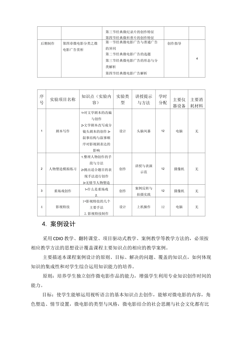 微电影创作实验 教学大纲_第3页