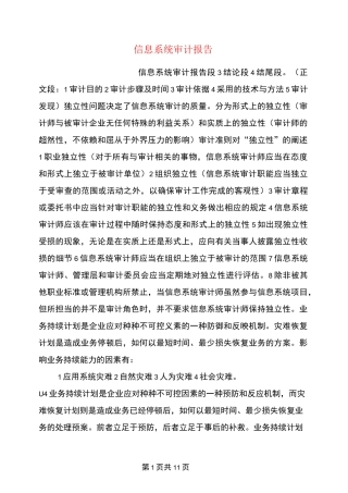信息系统审计报告