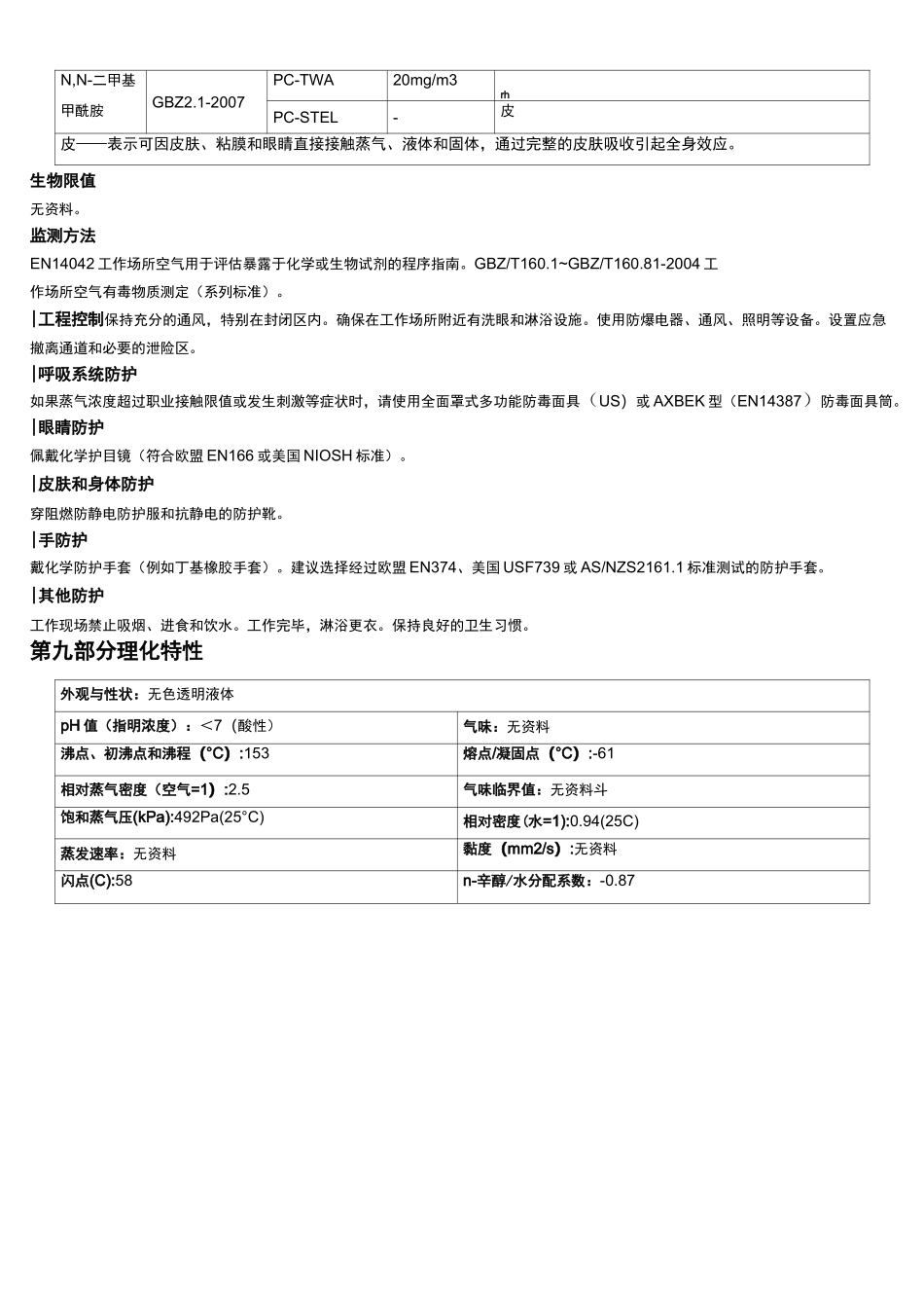 N,N-二甲基甲酰胺安全技术说明书MSDS_第3页