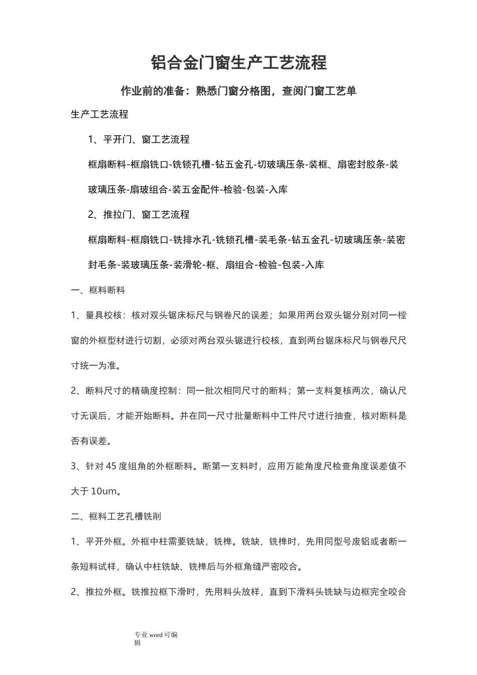 铝合金门窗生产工艺流程图_第1页