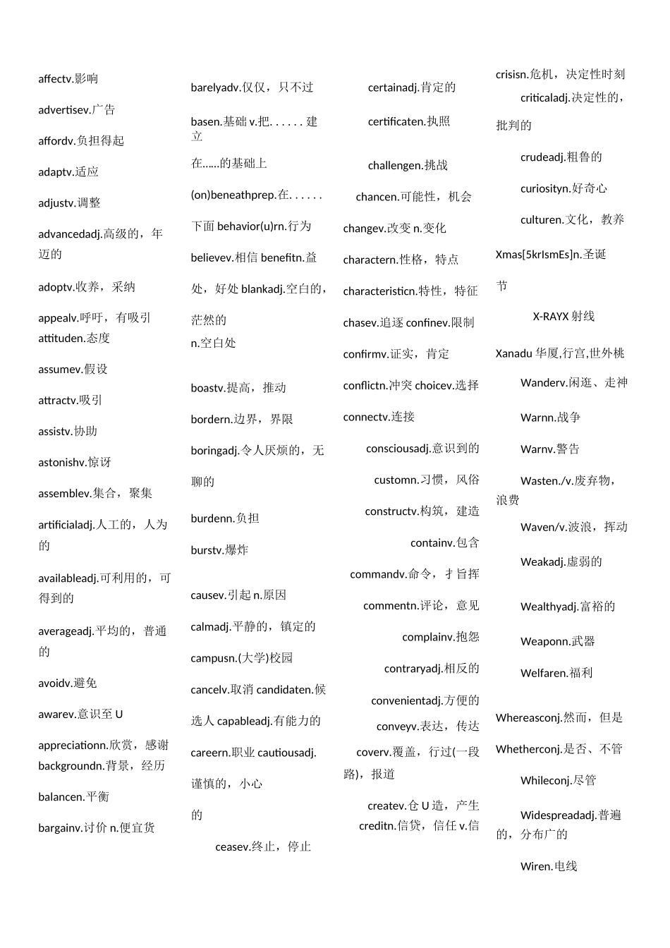 专升本高频词汇_第1页