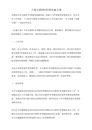 上海互联网+护理实施方案
