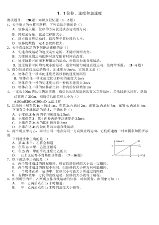 位移 速度和加速度练习题