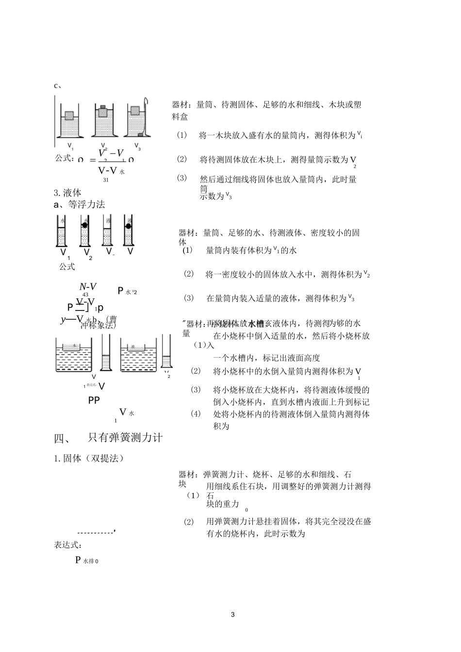 (完整版)初中物理测密度方法总结_第3页