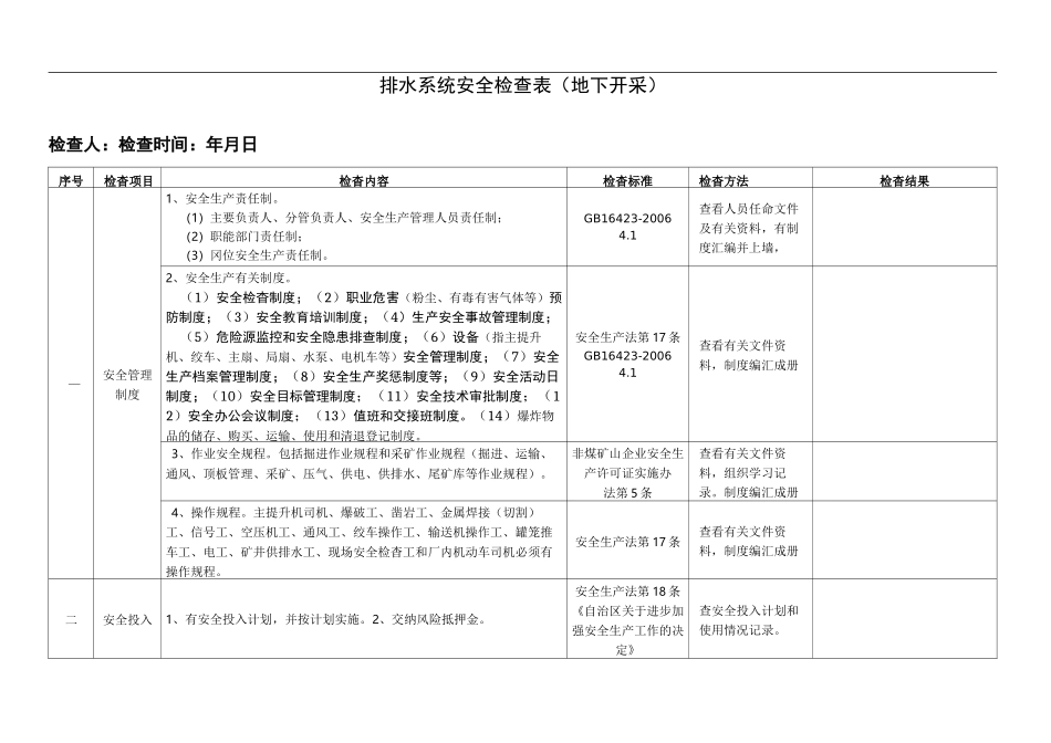 排水系统检查表_第1页