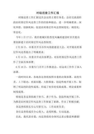 村级巡查工作汇报