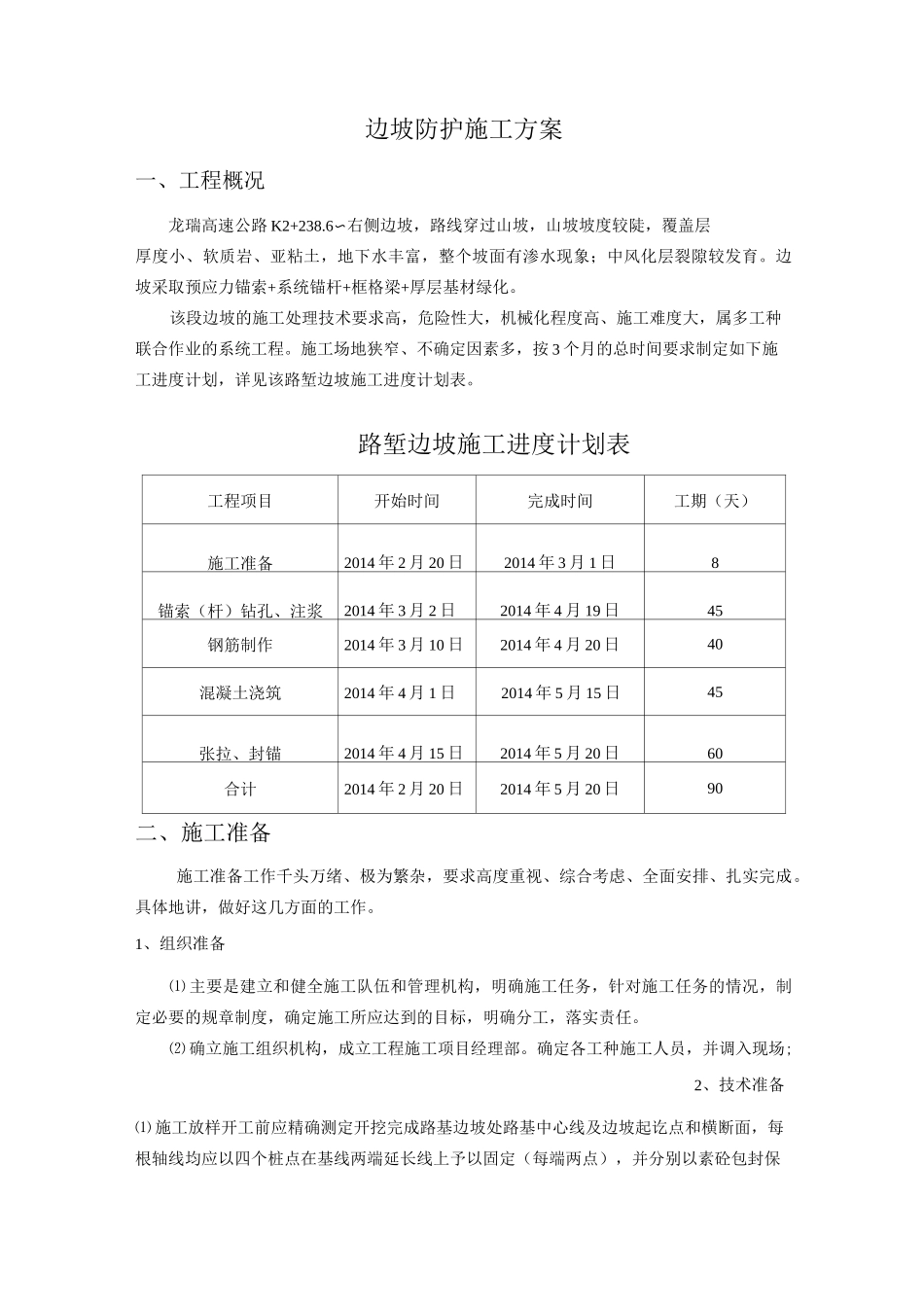 锚索(杆)边坡防护施工方案_第1页