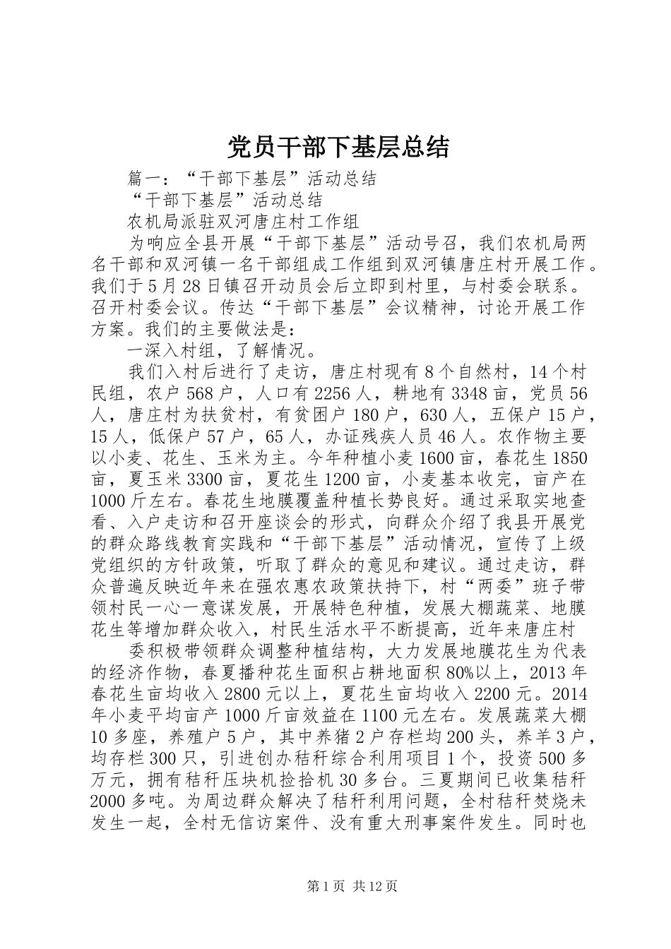 党员干部下基层总结_第1页