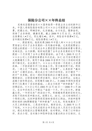 保险分公司××年终总结