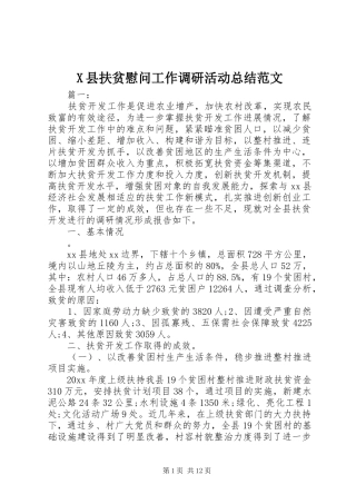 X县扶贫慰问工作调研活动总结范文