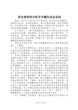 党支部党性分析及专题生活会总结 (3)
