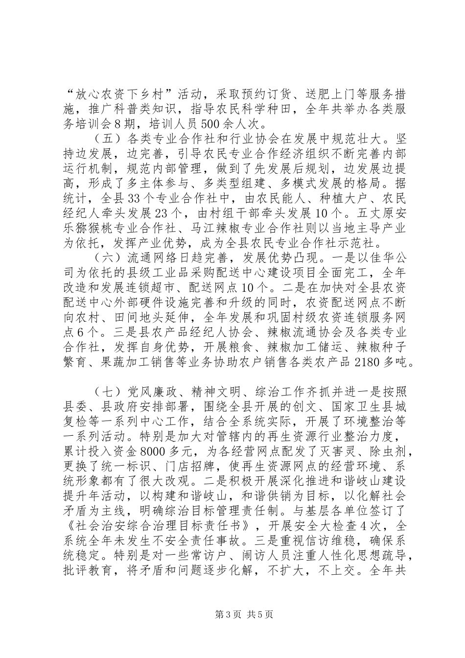 XX年供销社工作总结及XX年工作打算_第3页