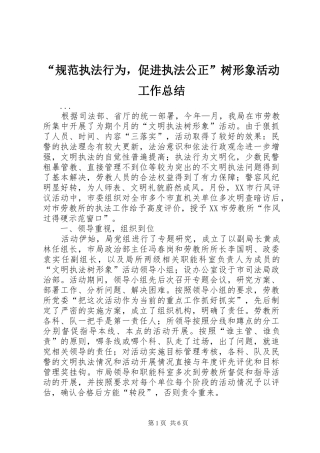 “规范执法行为，促进执法公正”树形象活动工作总结