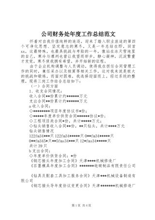 公司财务处年度工作总结范文