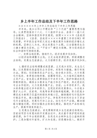 乡上半年工作总结及下半年工作思路
