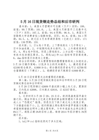 5月16日现货铜走势总结和后市研判