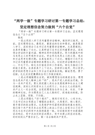 “两学一做”专题学习研讨第一专题学习总结：坚定理想信念努力做到“六个自觉” (3)