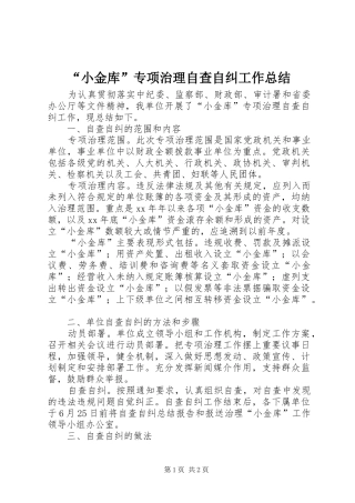 “小金库”专项治理自查自纠工作总结