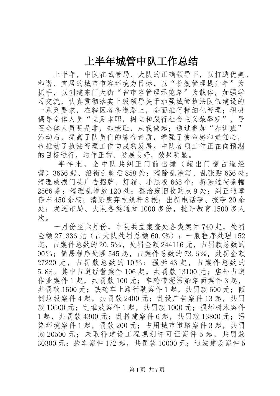 上半年城管中队工作总结_第1页