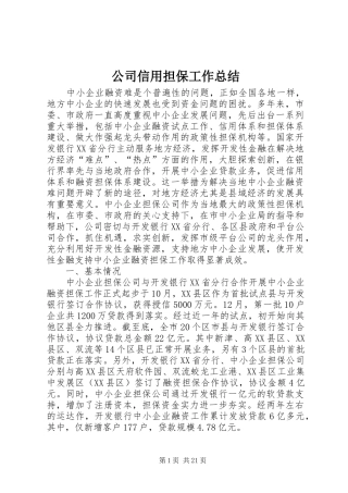 公司信用担保工作总结 (3)