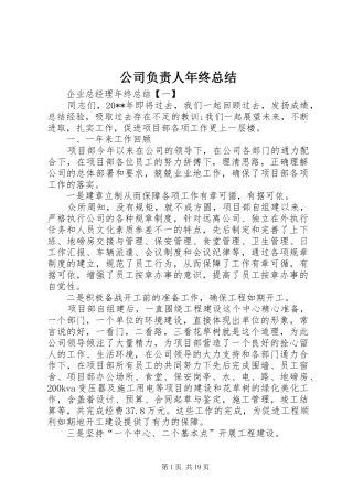 公司负责人年终总结