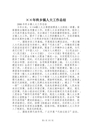 ××年终乡镇人大工作总结