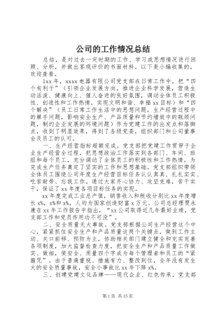 公司的工作情况总结