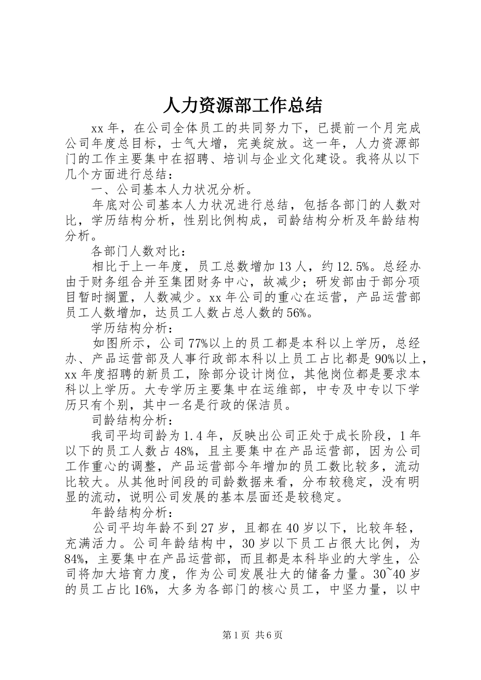 人力资源部工作总结 (3)_第1页