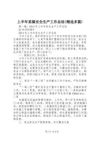 上半年某镇安全生产工作总结(精选多篇)