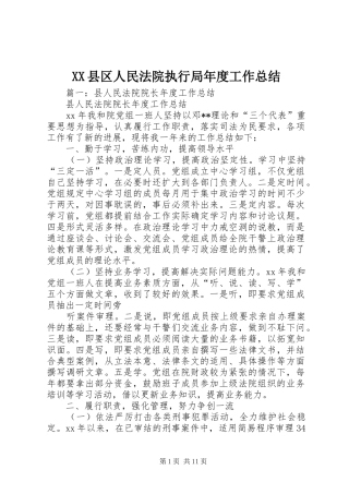 XX县区人民法院执行局年度工作总结 (3)