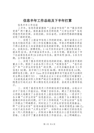 信息半年工作总结及下半年打算