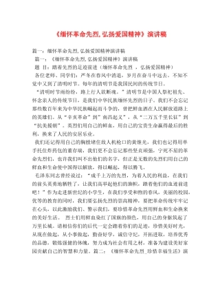 《缅怀革命先烈,弘扬爱国精神》演讲稿2 