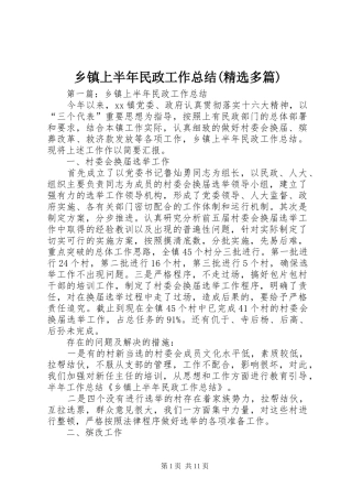 乡镇上半年民政工作总结(精选多篇)