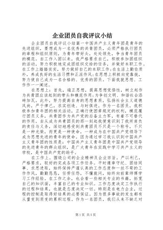 企业团员自我评议小结