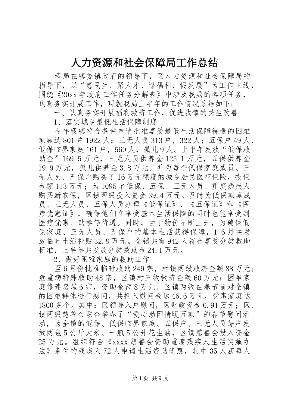人力资源和社会保障局工作总结 (11)_第1页