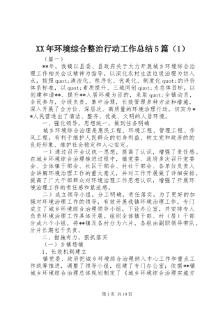 XX年环境综合整治行动工作总结5篇（1）