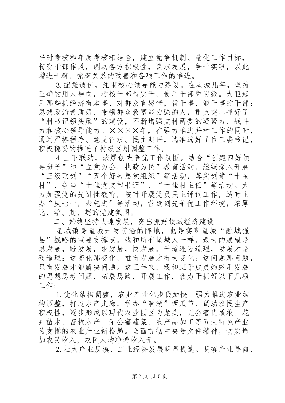 乡镇党委书记三年的总结 (3)_第2页