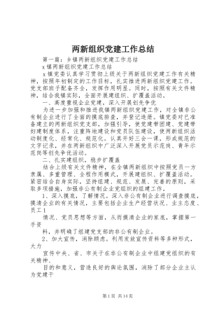 两新组织党建工作总结