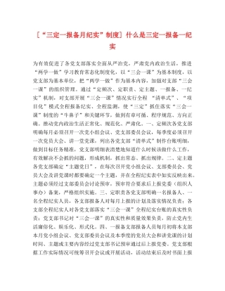 [“三定一报备月纪实”制度] 什么是三定一报备一纪实 