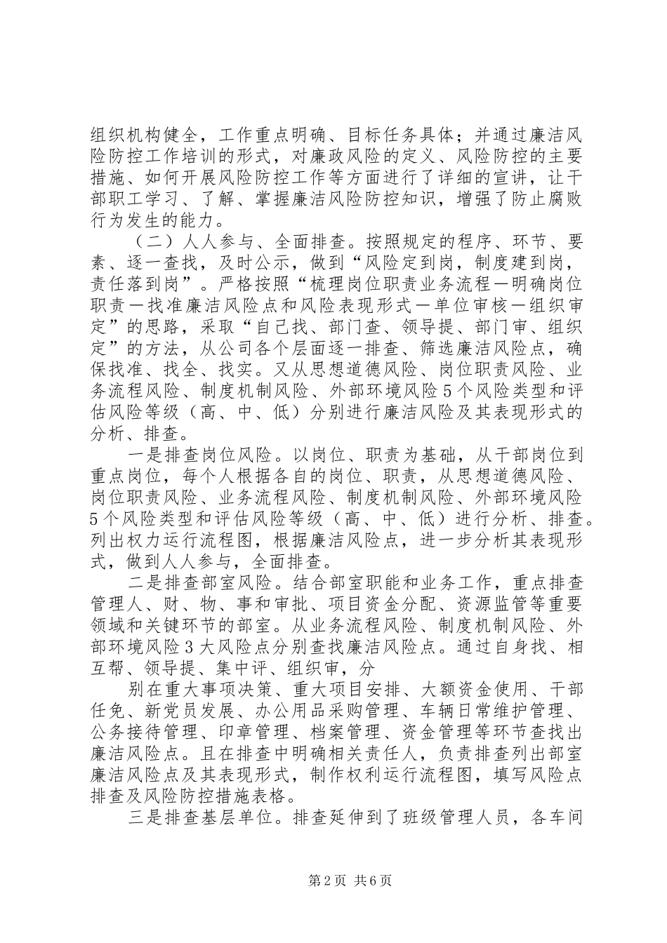 XX公司廉洁风险防控工作总结_第2页