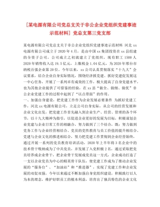[某电源有限公司党总支关于非公企业党组织党建事迹示范材料] 党总支第三党支部 