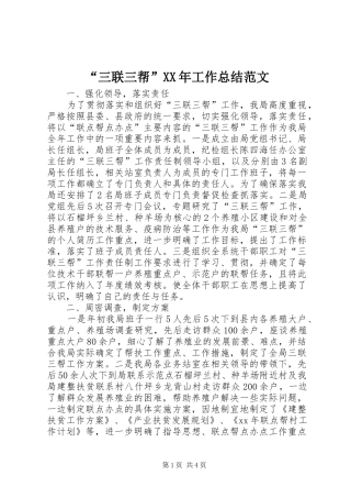“三联三帮”XX年工作总结范文
