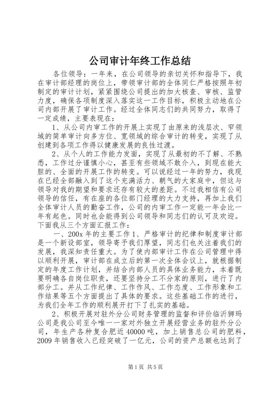 公司审计年终工作总结_第1页