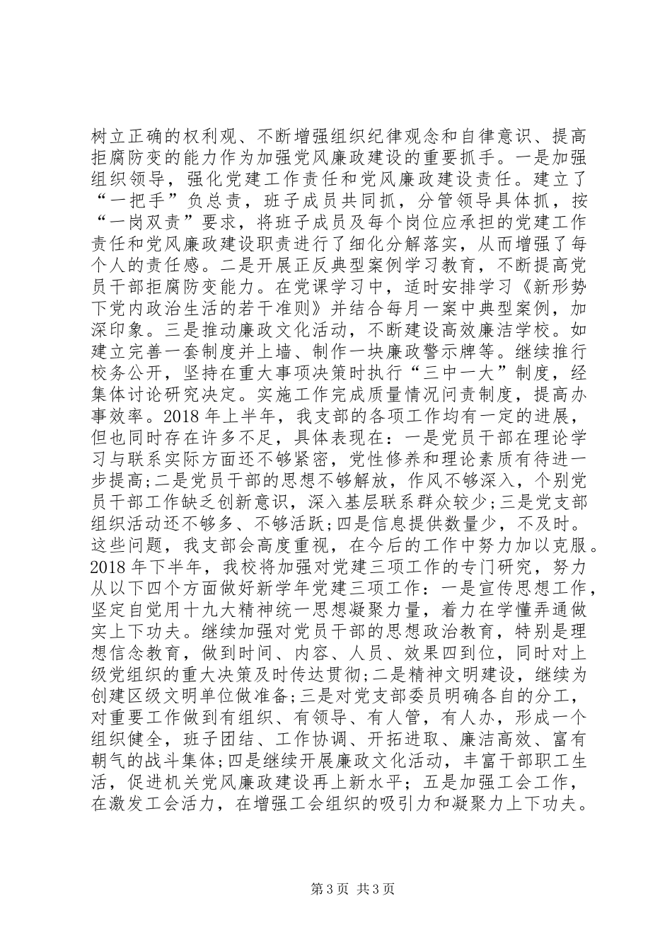 XX年中学党支部春季党风廉政工作总结_第3页
