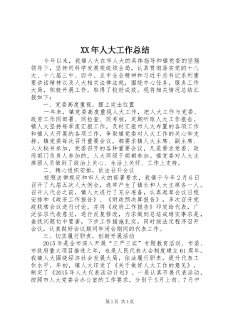 XX年人大工作总结